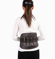 Поперековий бандаж корсет розмір S екошкіра з 4 металевими ребрами жорсткості регульована фіксація