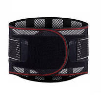 Чорний бандажний пояс-корсет для спини M з 5 металевими ребрами жорсткості та регульованою фіксацією