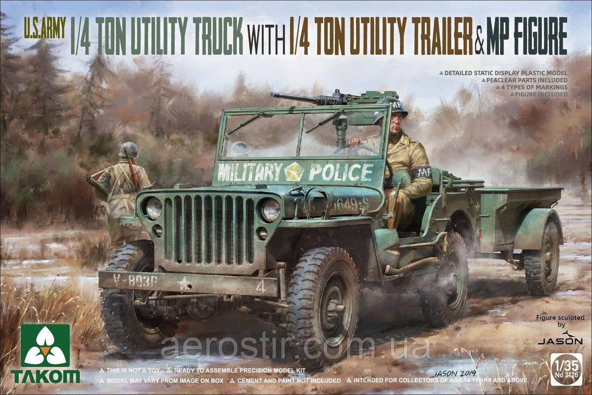 Вантажівка з причепом 1/4 тонни та 1 фігура 1/35 TAKOM 2126, фото 1