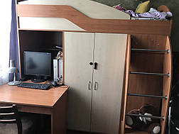 Ліжко горище з шафою та мобільним столом, КЧМС-0505, фото 3