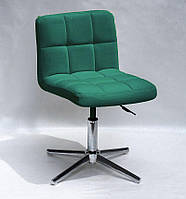Крісло Arno Modern Base оксамит зелений В-1003 з регулюванням висоти, на хромованій хрестовині на стопах, фото 2