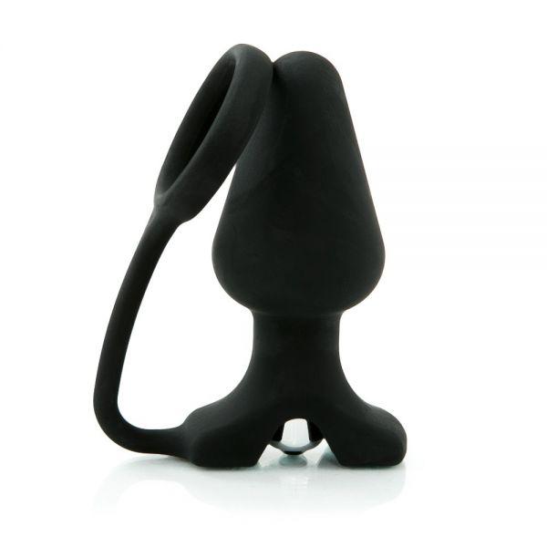 Анальна пробка вібратор з кільцем Black Silicone, фото 1