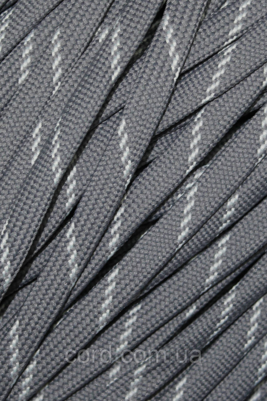 Шнур плоский чехол поліестер 10мм темно-сірий+білий моток 100м, фото 1