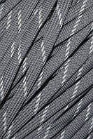 Шнур плоский чехол поліестер 10мм темно-сірий+білий моток 100м