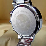 Кварцові наручні годинники Emporio Armani на металевому браслеті сріблястого кольору циферблат срібло з датою, фото 4