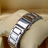 Кварцові наручні годинники Emporio Armani на металевому браслеті сріблястого кольору циферблат срібло з датою, фото 3