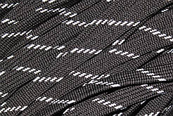 Шнур плоский чехол поліестер 10мм чорний+білий моток 100м