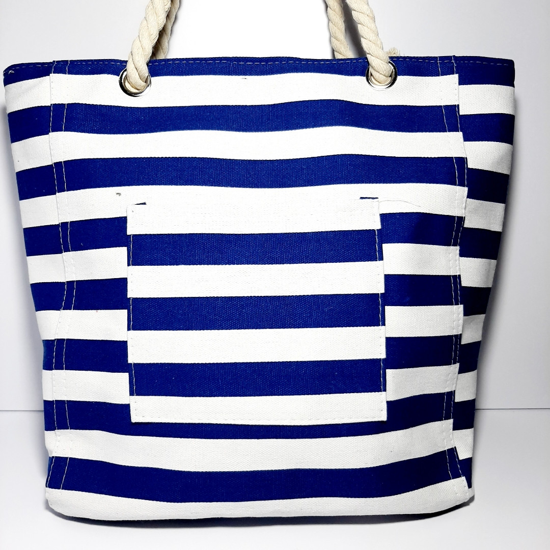 Пляжна сумка текстильна річна темно синя смуга