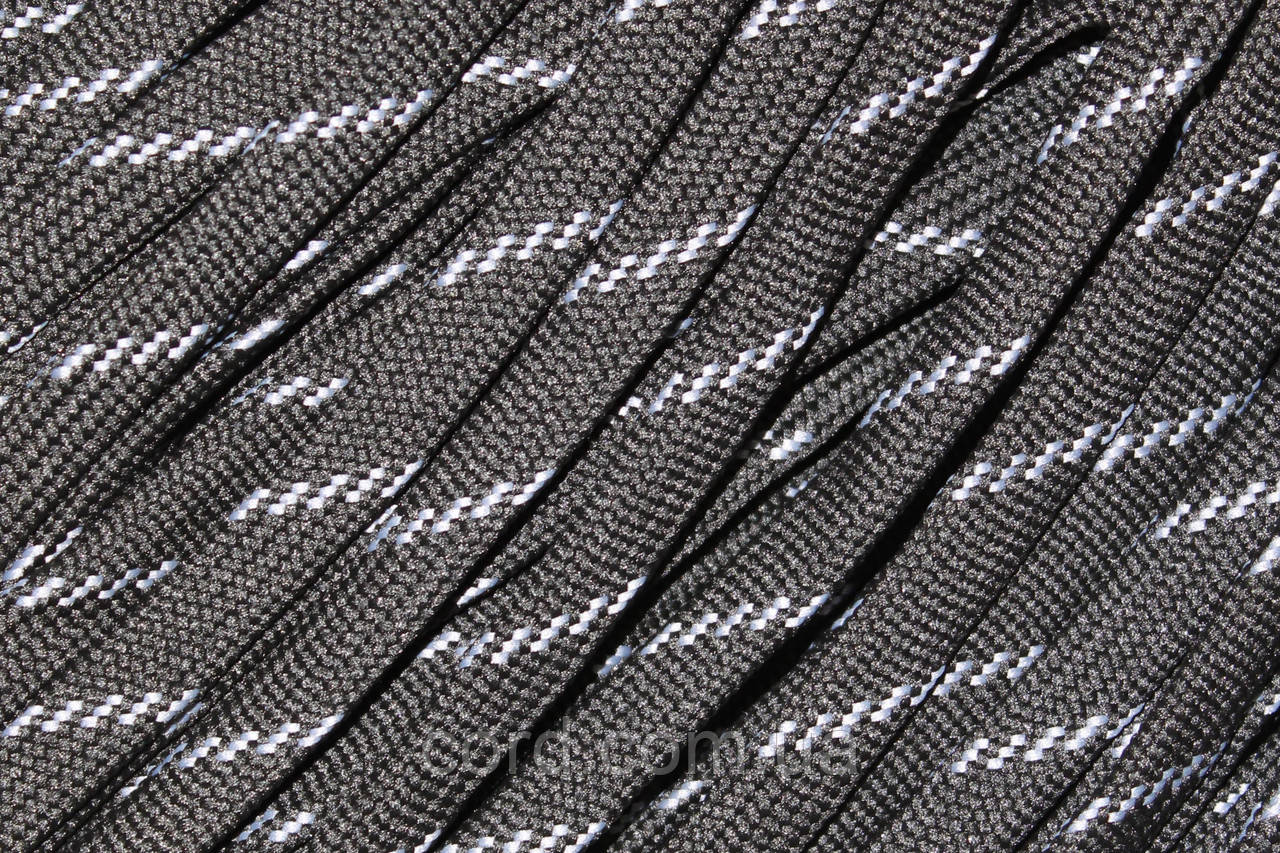 Шнур плоский чехол поліестер 10мм чорний+світло-сірий моток 100м, фото 1