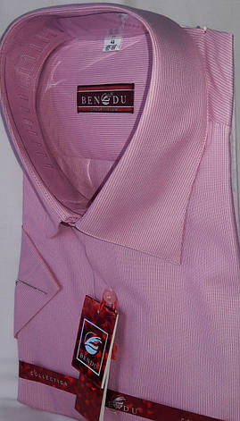 Сорочка чоловіча з коротким рукавом Bendu vk-0009 рожева в смужку класична, фото 2