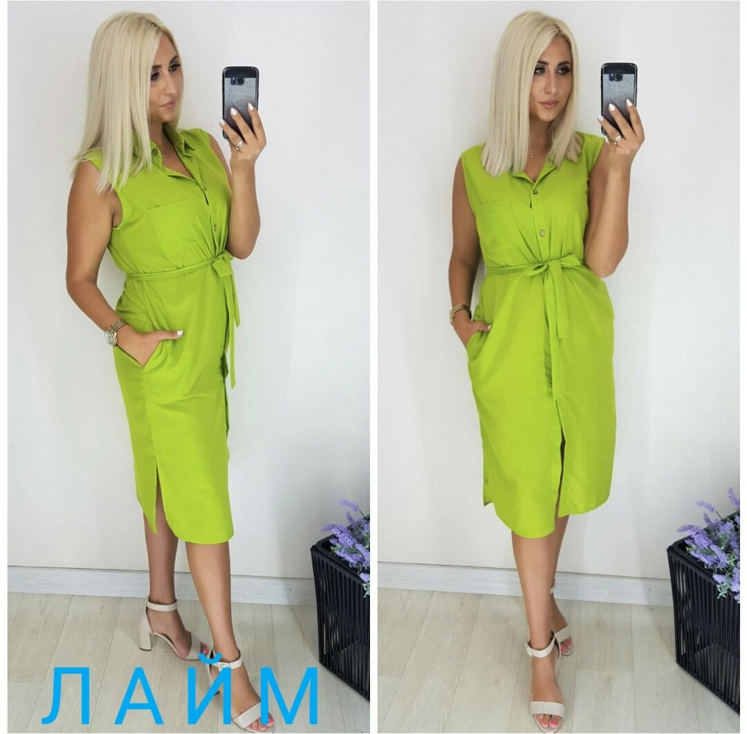 Сукня БАТАЛ однотонне жіноче ЛАЙМ (ПОШТУЧНО)