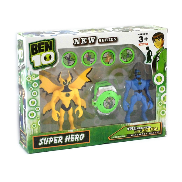 Ben10 2 фігурки зі звуком 5 серії, що світяться, з годинником та дисками