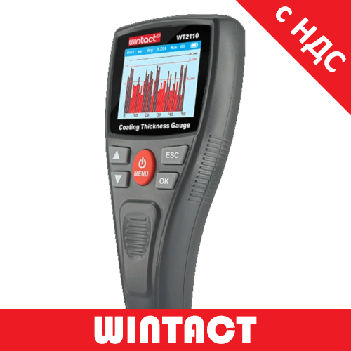 Товщиномір лакофарбових покриттів HD-дисплей Fe/nFe, 0-1500мкм WINTACT WT2110