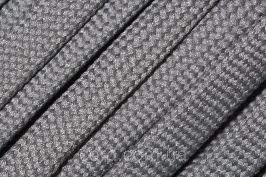 Шнур плоский чехол поліестер 10мм темно-сірий моток 100м, фото 1