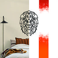 Декоративная деревянная картина абстрактная модульная полигональная панно "Lion / Лев"