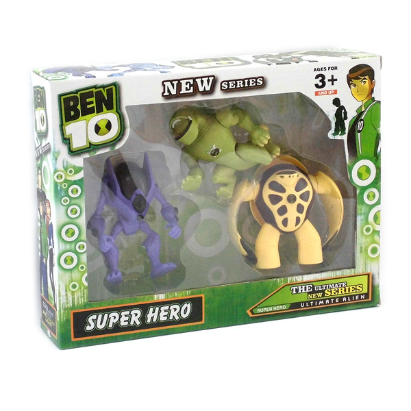 Ben10 3 фігурки, світяться 5 серії - Ульті Полум'яний + Ураган + Хамелеон