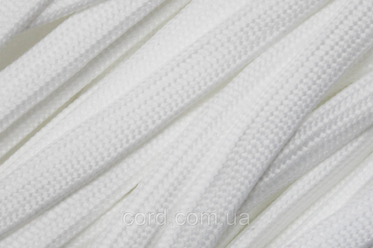 Шнур плоский чехол поліестер 10мм білий моток 100м, фото 1