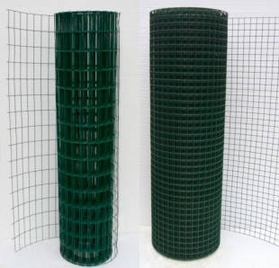Сітка зварна в рулоні 50х50,цинк +ПВХ зелена, D 2.2 мм, H 2.0 м, L 10 м. пог