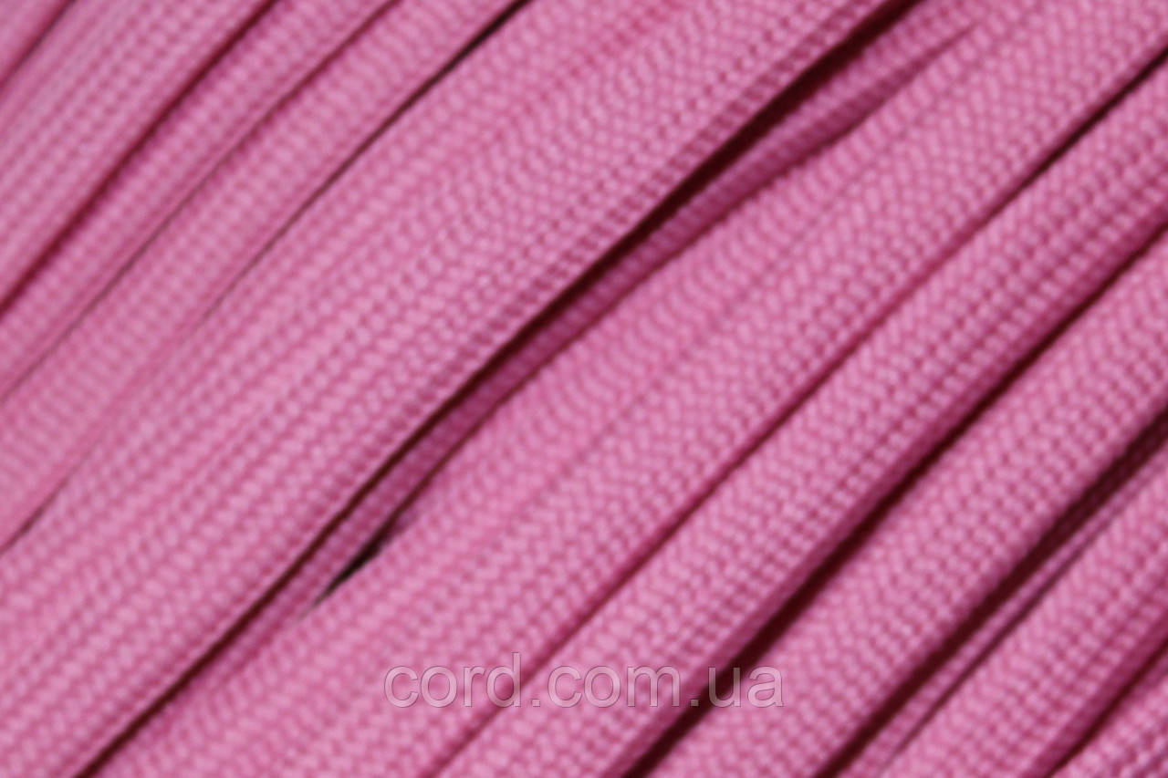 Шнур плоский чехол поліестер 10мм рожевий моток 100м, фото 1