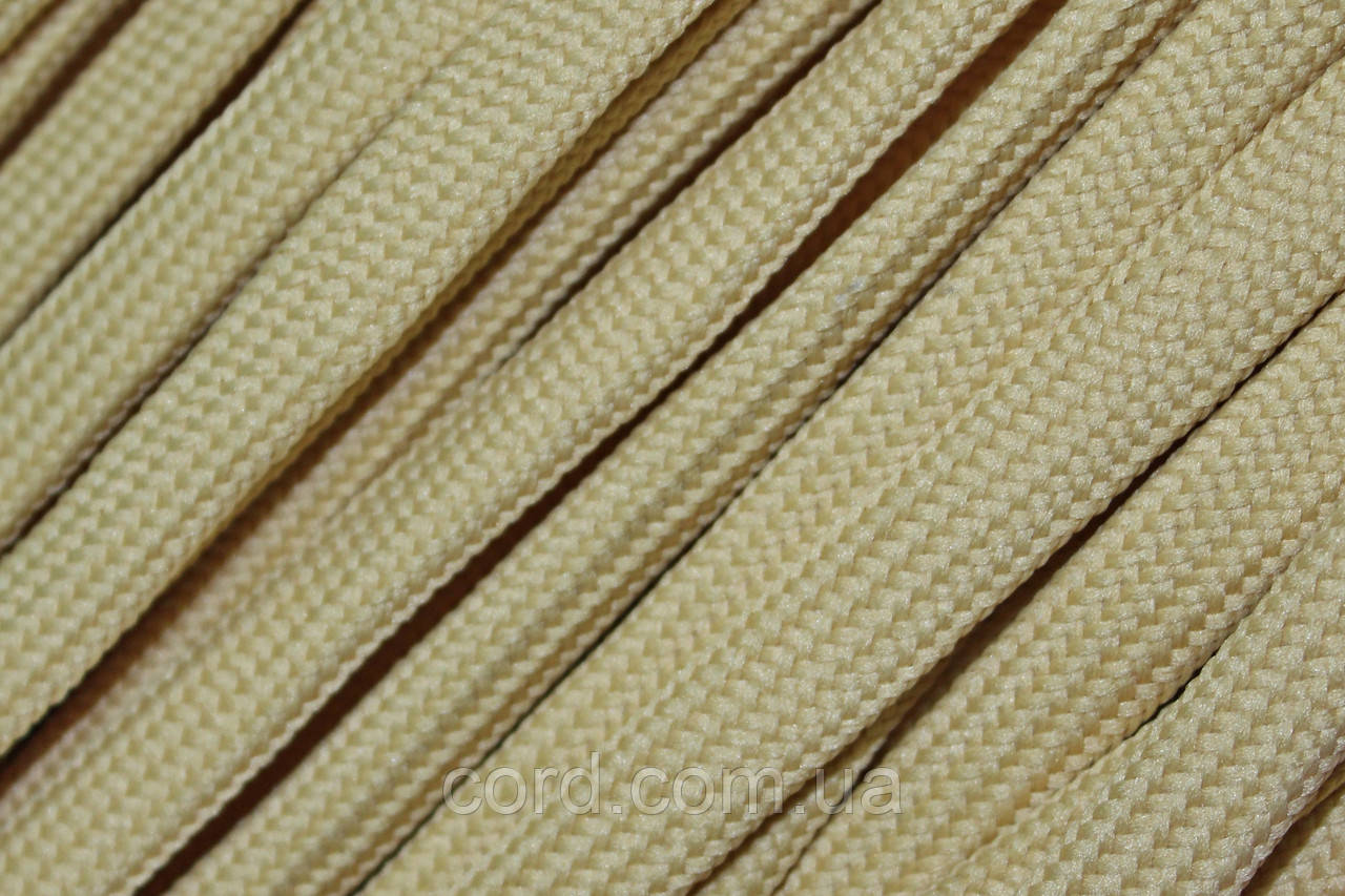 Шнур плоский чехол поліестер 10мм темно-бежевий моток 100м, фото 1