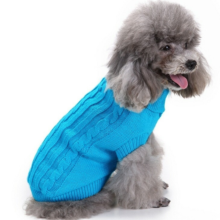 Свитер для собак вязанный «Премиум», голубой, одежда для собак мелких, средних пород