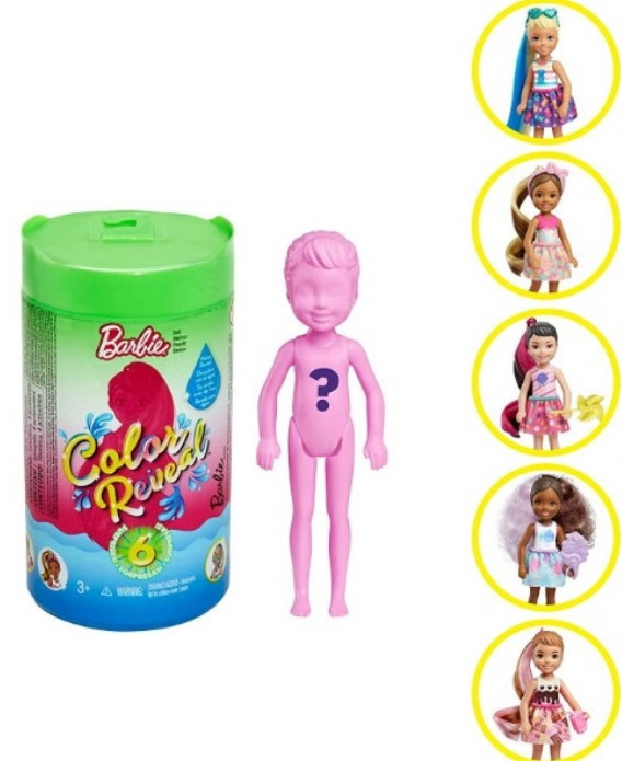 Лялька Челсі сюрприз барбі з 6-ю сюрпризами Chelsea barbie Color Reveal