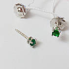 Срібні сережки-вкрутки з зеленим каменем, фото 3