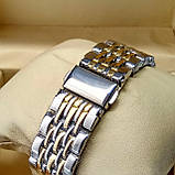 Жіночі наручні годинники Pandora на металевому браслеті об'єднані золото срібло, чорний циферблат, фото 3