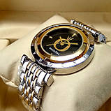 Жіночі наручні годинники Pandora на металевому браслеті об'єднані золото срібло, чорний циферблат, фото 2