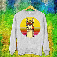 Чоловічий світшот з оригінальним принтом Альпака в окулярах Push IT S