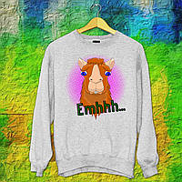 Чоловічий світшот з оригінальним принтом Альпака "Emhhh..." Push IT S, Сірий