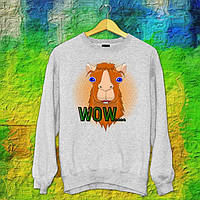 Чоловічий світшот з оригінальним принтом Альпака "WOW..." Push IT S, Сірий