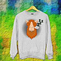 Чоловічий світшот з оригінальним принтом Альпака "ZzZz" Push IT S, Cірий