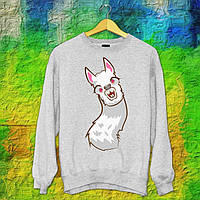 Чоловічий світшот з оригінальним принтом Альпака біла Push IT S, Сірий