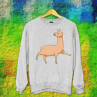 Чоловічий світшот з оригінальним принтом бежева Альпака Push IT S, Сірий