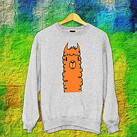 Світшот чоловічий з оригінальним принтом Альпака (мальована) Push IT S, Сірий