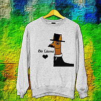 Чоловічий світшот із оригінальним принтом Альпака "Sir Llama" Push IT S, Сірий
