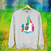 Чоловічий світшот з оригінальним принтом "Альпака з чемоданами" Push IT S, Сірий