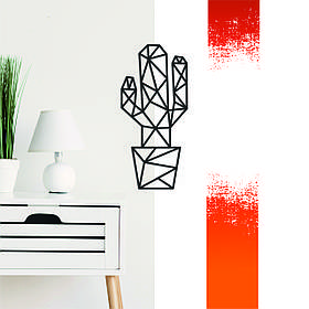 Декоративна дерев'яна абстрактна картина модульна полігональна Панно  "Cactus / Кактус"