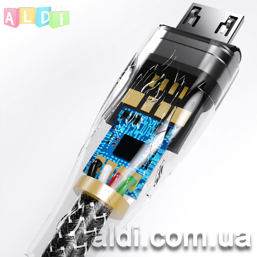Магнитный USB кабель 5А для быстрой зарядки (передача данных) телефона FONKEN. 1 коннектор в комплекте - фото 4 - id-p1183161151