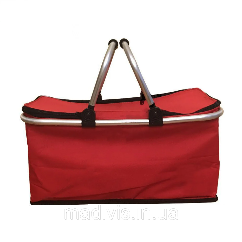 Сумка-холодильник для пикника 30 л. з металевими ручками, термосумка дорожня 46х27х23 см., фото 1