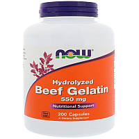Now Foods, Гідролізований яловичий желатин, 550 мг, 200 капсул