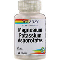 Solaray, Магній Калій Magnesium Potassium, аспартат магнію і калію, 120 рослинних капсул