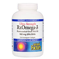 Natural Factors, Риб'ячий жир Омега-3 Ultra Strength RxOmega-3, 900 mg EPA/DHA, 150 капсул