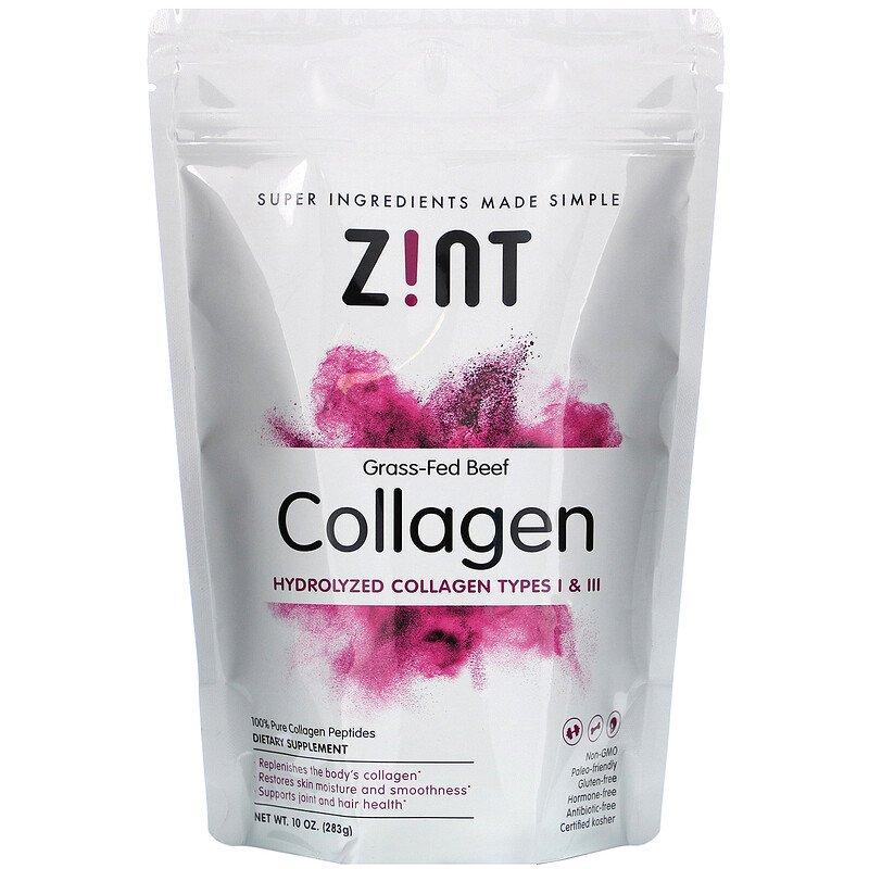 Zint, колаген із яловичини трав'яного відкорму, гідролізований колаген типів I і III, 10 унці. (283 г)