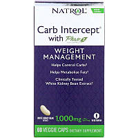 Natrol, Carb Intercept с Phase 2 Carb Controller, 1000 мг, 60 рослинних капсул