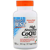 Doctor's Best, Коензим Q10 з високим ступенем всмоктування, з BioPerine, 300 мг, 90 рослинних м'яких таблеток