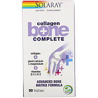 Solaray, Collagen Bone Complete, вдосконалена формула кісткової матриці, 90 капсул з оболонкою з інгредієнтів рослинного походження