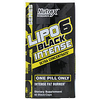 Nutrex Research, Lipo-6 Black Intense, ультраконцентрат, 60 чорних капсул