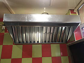 Витяжна парасолька прямокутна з оцинкованої сталі з жировловлювачем - розмір 1200 х 800 мм